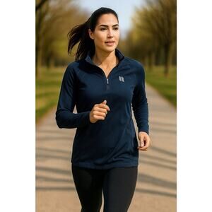 Xiontex Women's XXL performance quarter-zip long-sleeve shirt Navy Blue